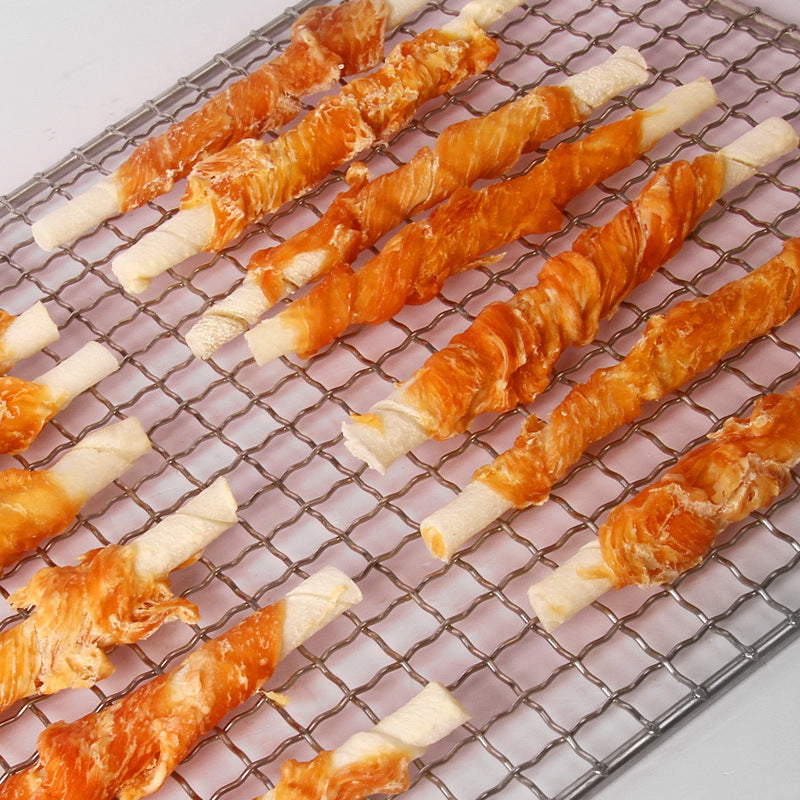 Mengbei pet dog snacks chicken teething sticks chicken wrapped cowhide one meter jerky teddy dog snacks