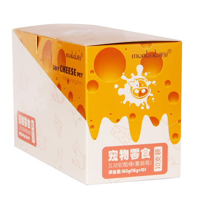 Mengbei pet interactive soft cheese sticks are packed in a whole box of calcium-containing high-plus fruit cheese dog and cat snacks