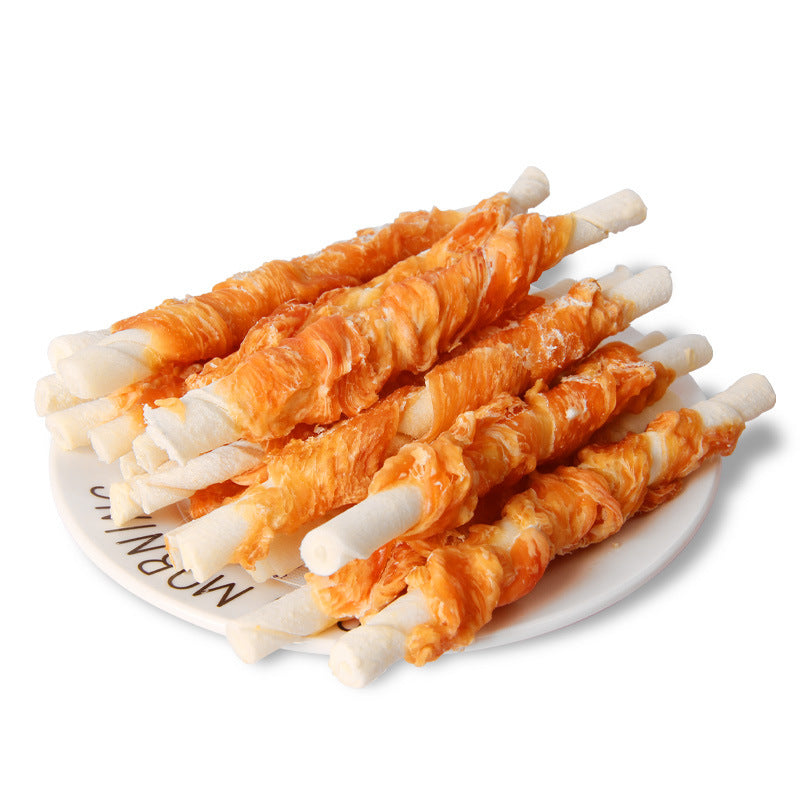 Mengbei pet dog snacks chicken teething sticks chicken wrapped cowhide one meter jerky teddy dog snacks