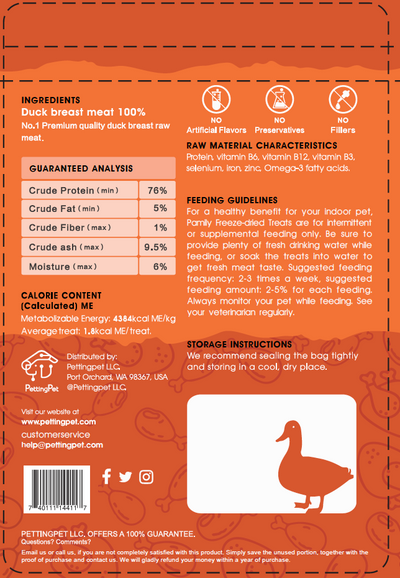 100g/3.5 ozPamily Freeze Dried Pet Treats Duck Flavor