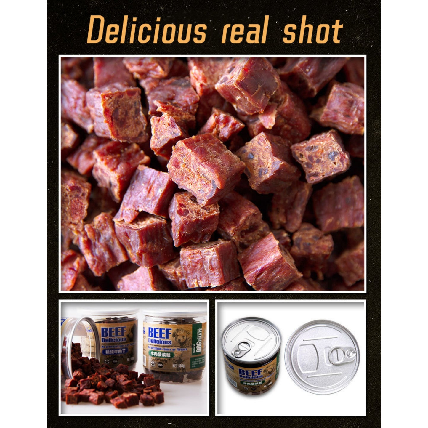 Mengbei pet beef granules 180g dog snacks training vegetable meat granules calcium supplement jerky dog snacks