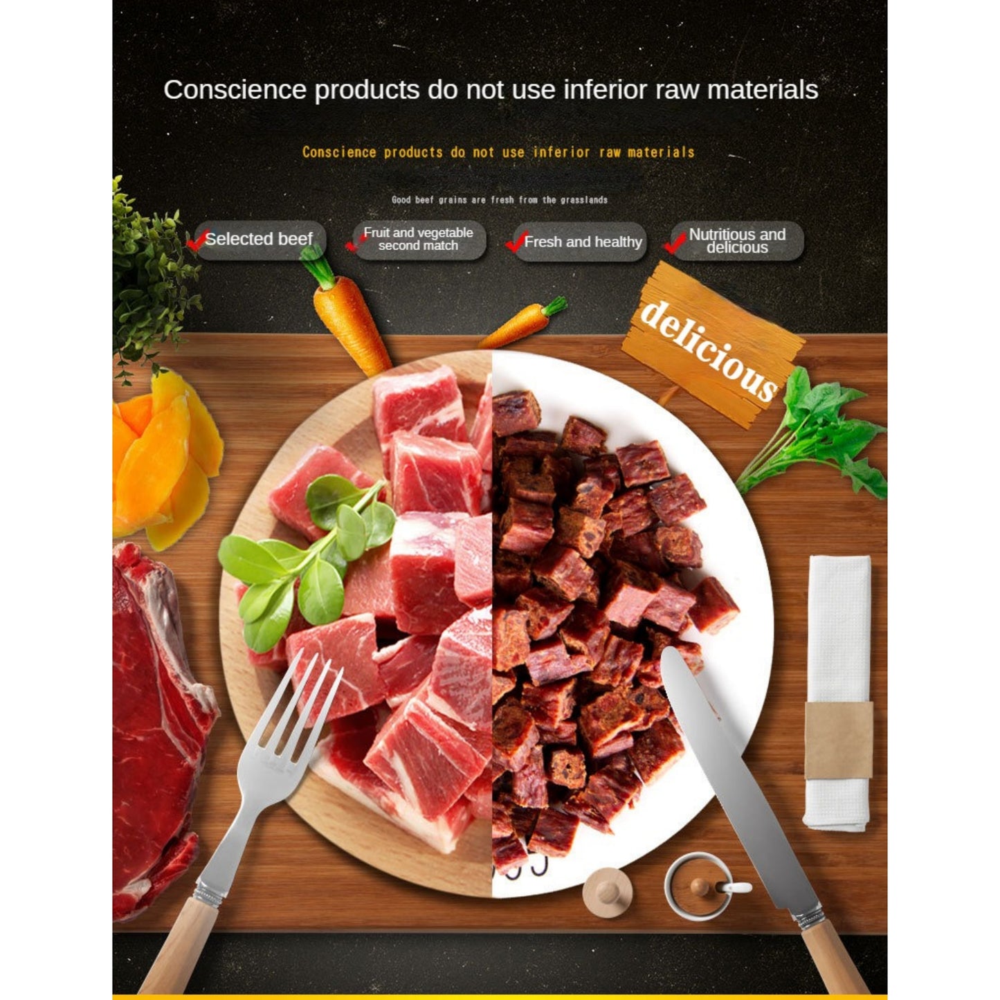 Mengbei pet beef granules 180g dog snacks training vegetable meat granules calcium supplement jerky dog snacks