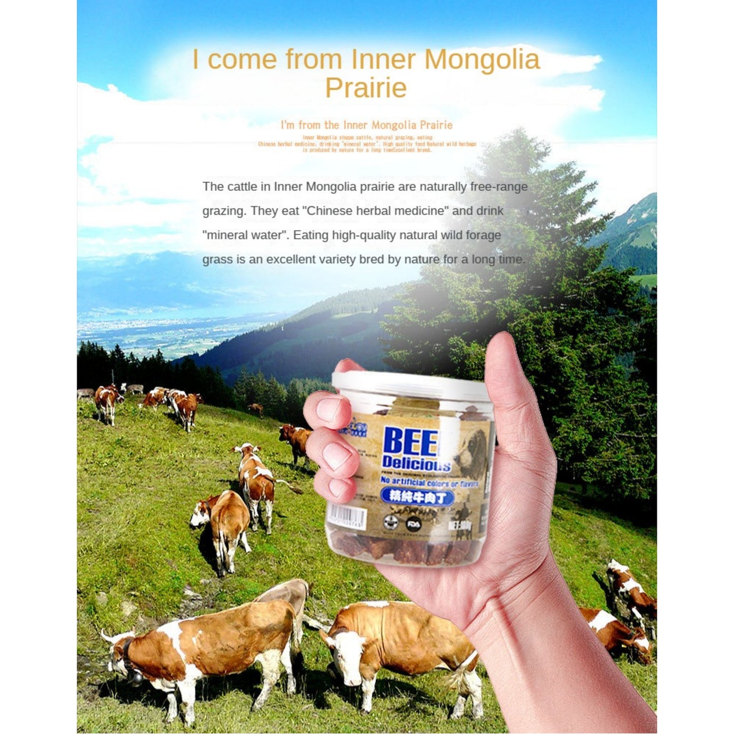 Mengbei pet beef granules 180g dog snacks training vegetable meat granules calcium supplement jerky dog snacks