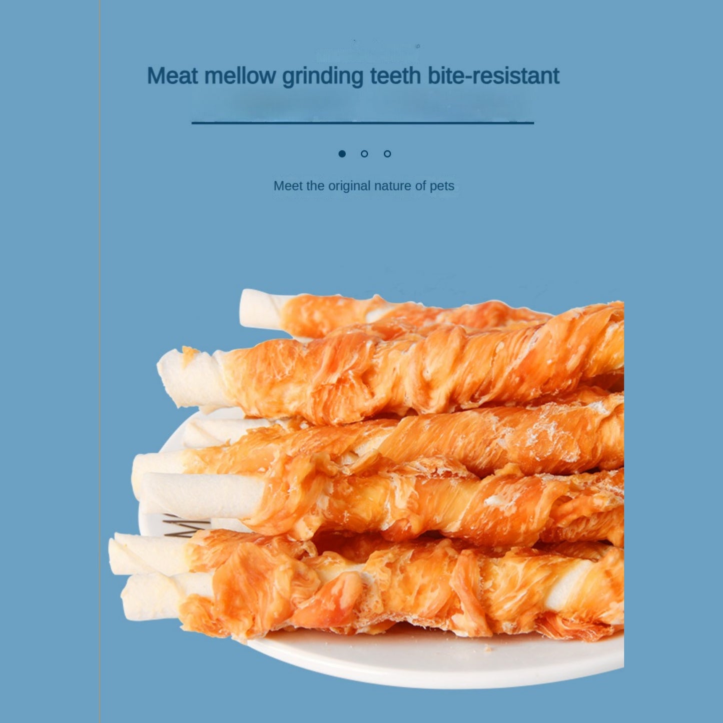 Mengbei pet dog snacks chicken teething sticks chicken wrapped cowhide one meter jerky teddy dog snacks