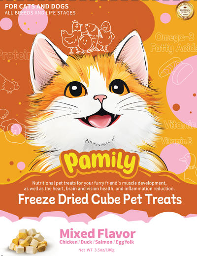 320g/11.2ozPamily Freeze Dried Cube Pet Treats Mixed Flavor for Cats & Dogs
