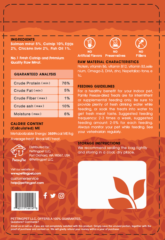 100g/3.5 ozPamily Freeze Dried Pet Treats Catnip Flavor