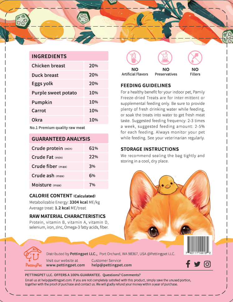 320g/11.2ozPamily Freeze Dried Cube Pet Treats Mixed Flavor for Dogs